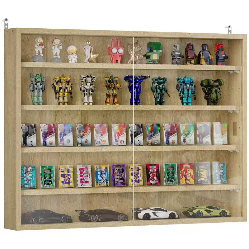 HOMCOM Vitrine 5 niveaux, Armoire murale avec porte vitrée et 4 étagères réglables