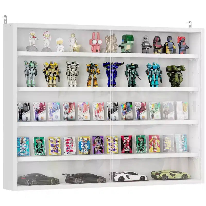 HOMCOM Vitrine 5 niveaux, Armoire murale avec porte vitrée et 4 étagères réglables