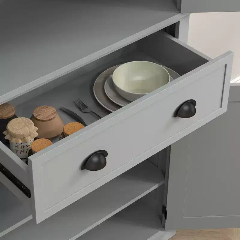 HOMCOM Meuble de cuisine sur pied traditionnel de 72 po avec 2 armoires, un tiroir et des étagères réglables