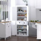 HOMCOM Meuble de cuisine sur pied traditionnel de 72 po avec 2 armoires, un tiroir et des étagères réglables