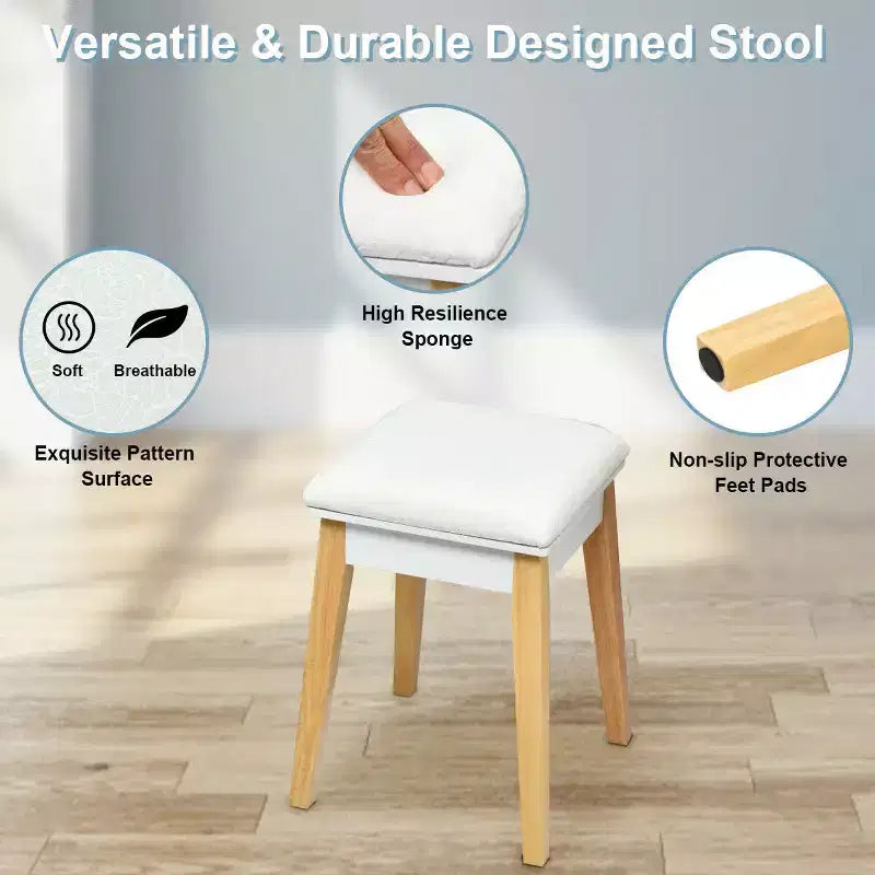 Costway Coiffeuse avec tabouret rembourré et miroir rabattable et tiroir, bureau d'écriture