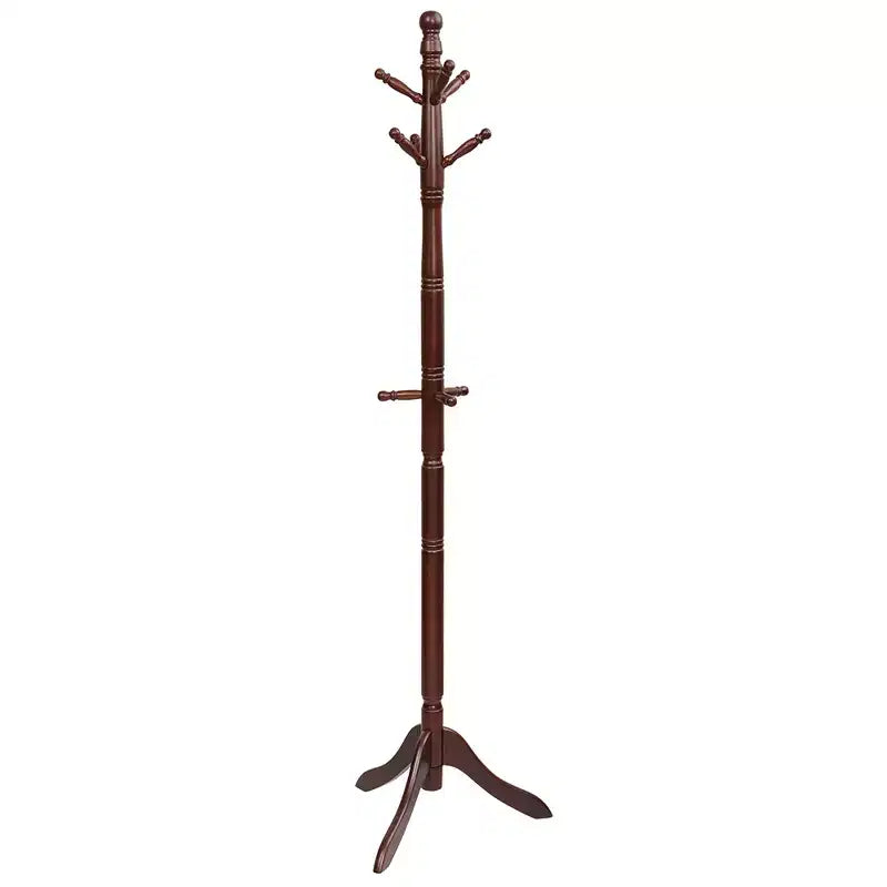 Porte-manteau en bois Costway avec 2 hauteurs réglables et 9 crochets Noyer/Noir/Gris