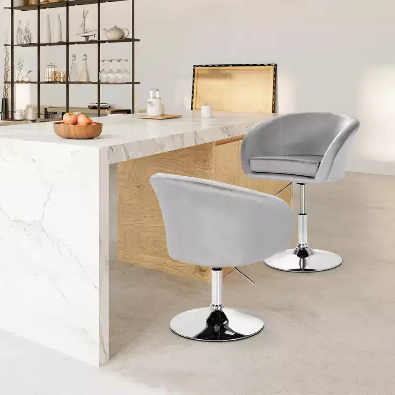 Costway Lot de 2 tabourets de bar pivotants en velours moderne à hauteur réglable