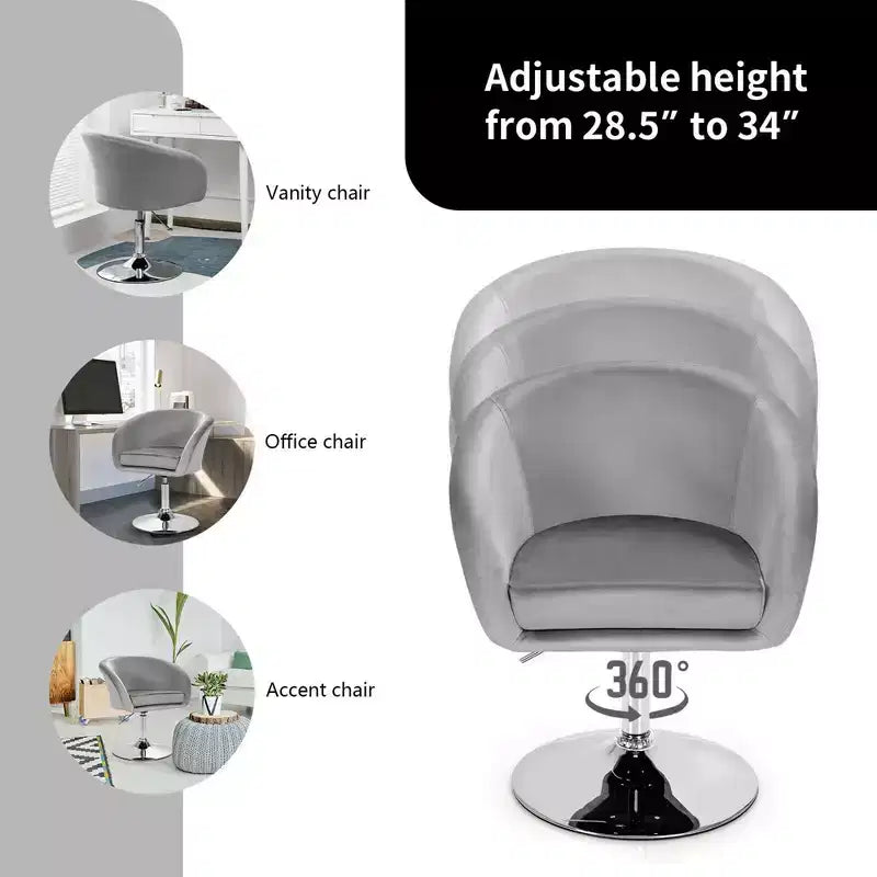 Costway Lot de 2 tabourets de bar pivotants en velours moderne à hauteur réglable