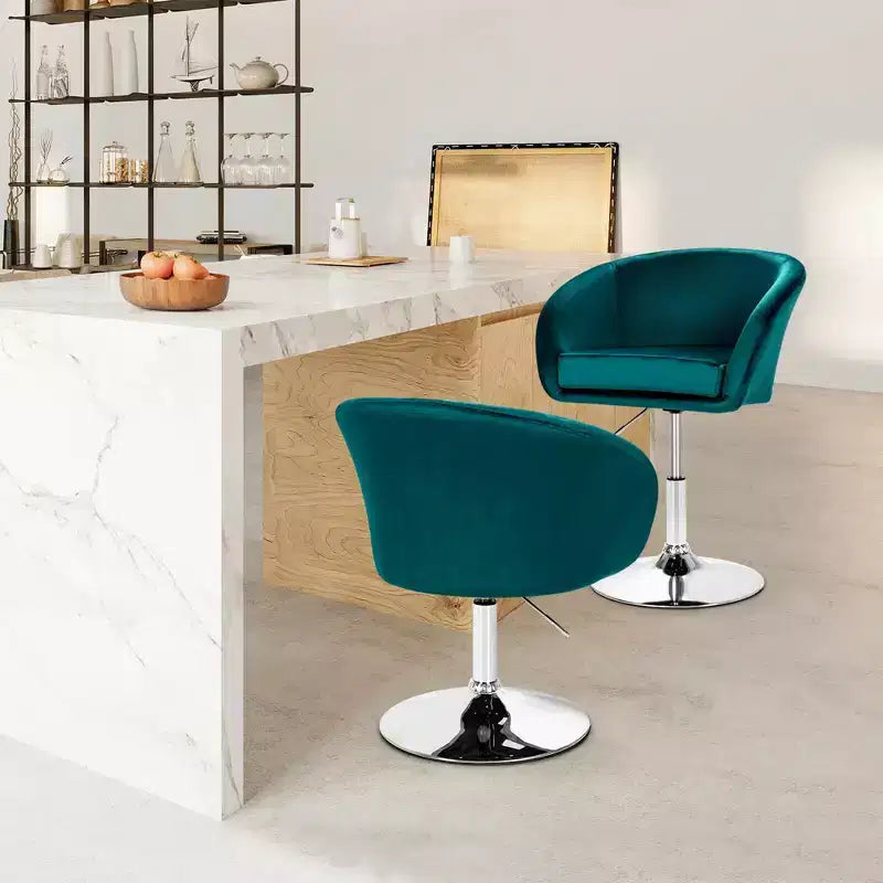 Costway Lot de 2 tabourets de bar pivotants en velours moderne à hauteur réglable