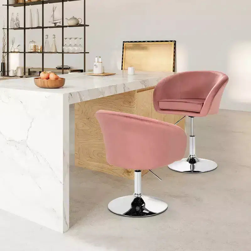 Costway Lot de 2 tabourets de bar pivotants en velours moderne à hauteur réglable