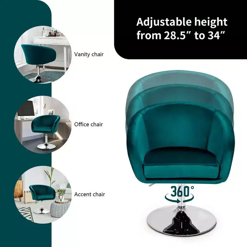 Costway Lot de 2 tabourets de bar pivotants en velours moderne à hauteur réglable