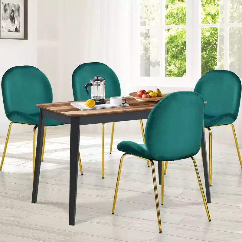 Lot de 4 chaises de salle à manger Costway en velours, chaises d'appoint sans accoudoirs