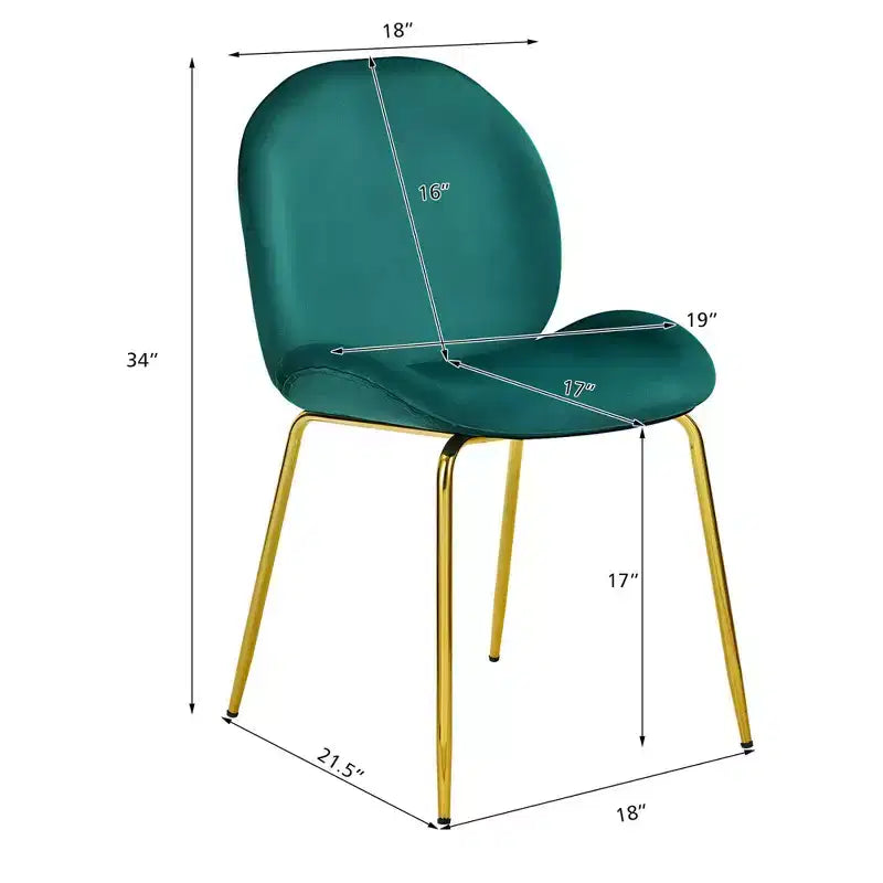 Lot de 4 chaises de salle à manger Costway en velours, chaises d'appoint sans accoudoirs