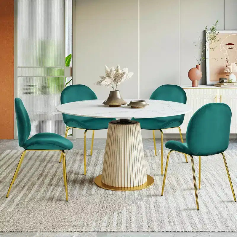 Lot de 4 chaises de salle à manger Costway en velours, chaises d'appoint sans accoudoirs
