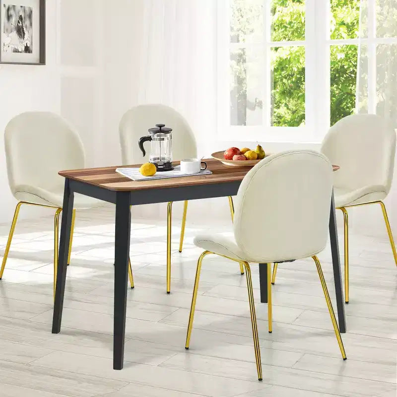 Lot de 4 chaises de salle à manger Costway en velours, chaises d'appoint sans accoudoirs