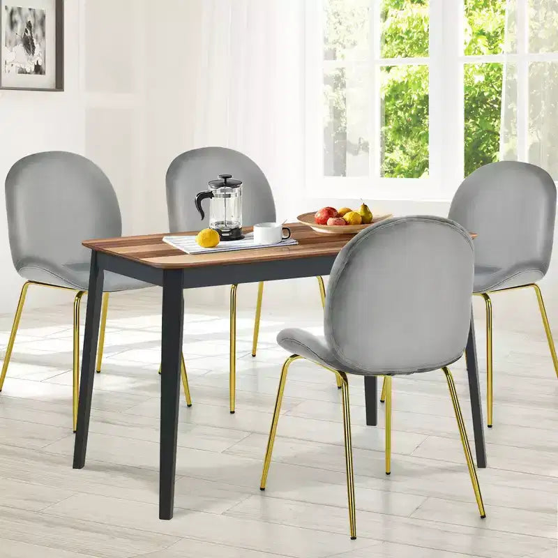 Lot de 4 chaises de salle à manger Costway en velours, chaises d'appoint sans accoudoirs