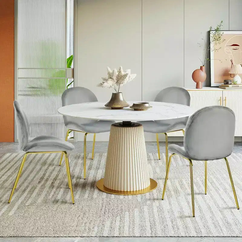 Lot de 4 chaises de salle à manger Costway en velours, chaises d'appoint sans accoudoirs