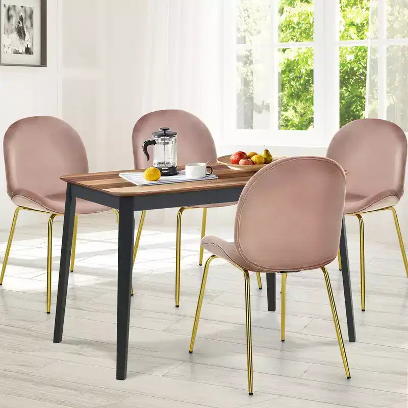 Lot de 4 chaises de salle à manger Costway en velours, chaises d'appoint sans accoudoirs