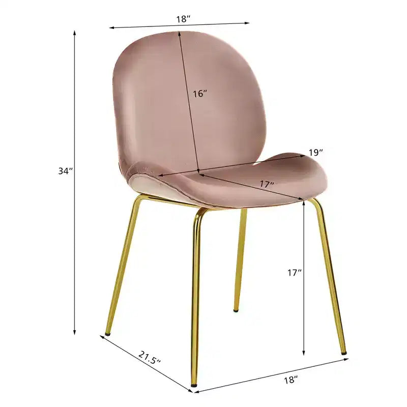 Lot de 4 chaises de salle à manger Costway en velours, chaises d'appoint sans accoudoirs