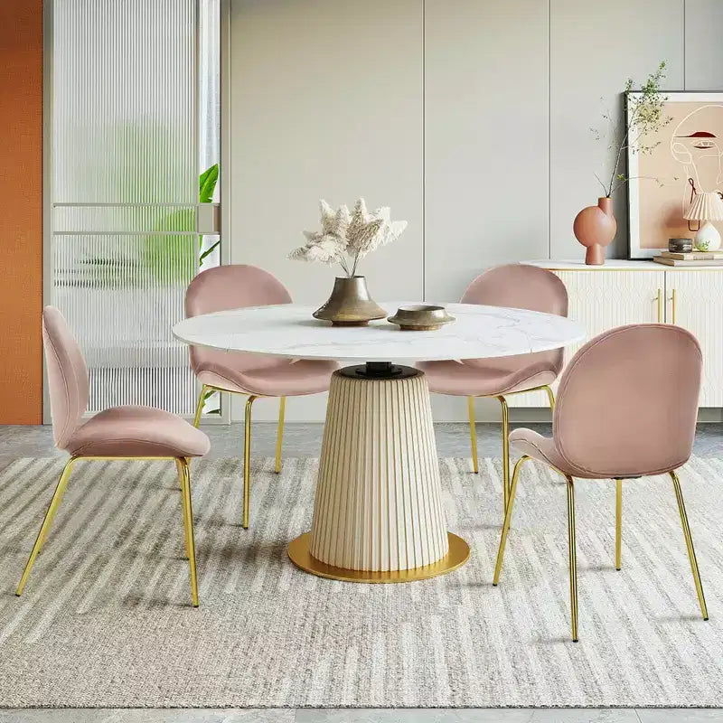Lot de 4 chaises de salle à manger Costway en velours, chaises d'appoint sans accoudoirs