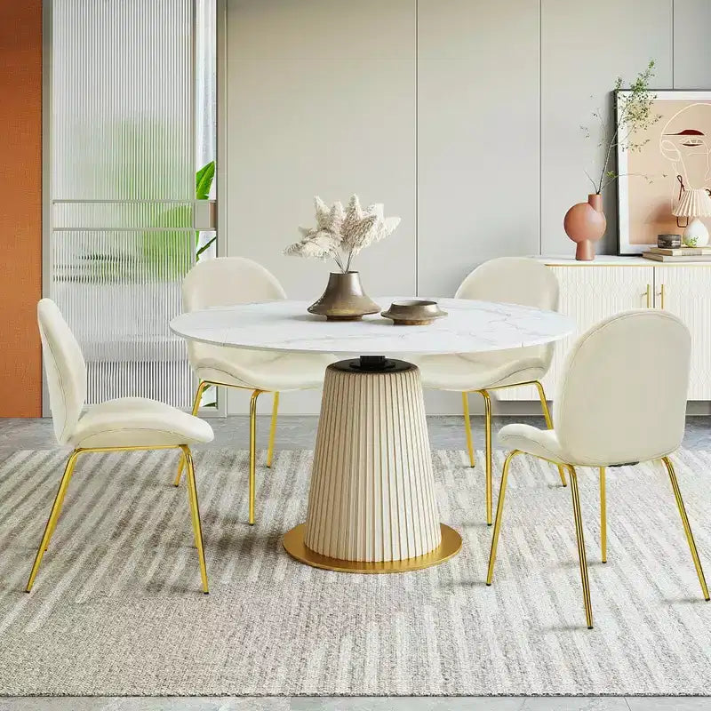 Lot de 4 chaises de salle à manger Costway en velours, chaises d'appoint sans accoudoirs