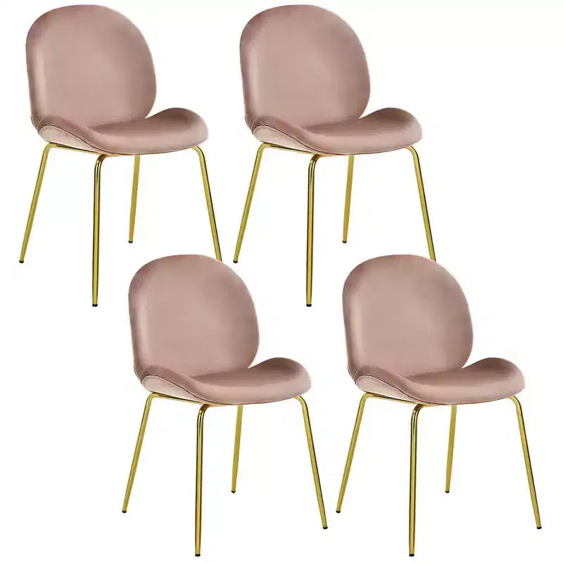 Lot de 4 chaises de salle à manger Costway en velours, chaises d'appoint sans accoudoirs