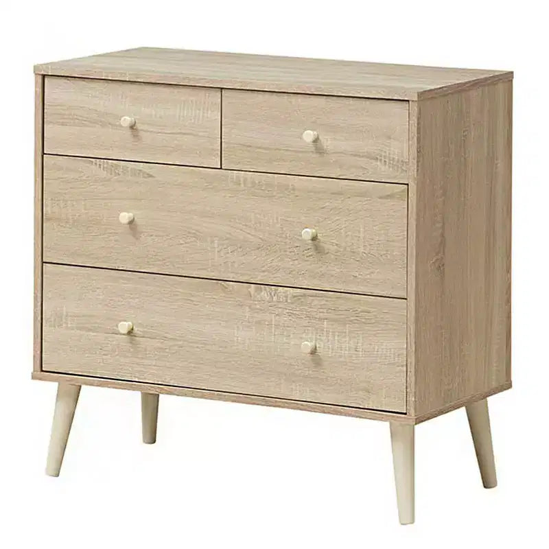 Commode Costway à 4 tiroirs avec pieds en caoutchouc et rails de finition Noyer