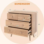 Commode Costway à 4 tiroirs avec pieds en caoutchouc et rails de finition Noyer