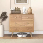 Commode Costway à 4 tiroirs avec pieds en caoutchouc et rails de finition Noyer
