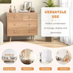 Commode Costway à 4 tiroirs avec pieds en caoutchouc et rails de finition Noyer