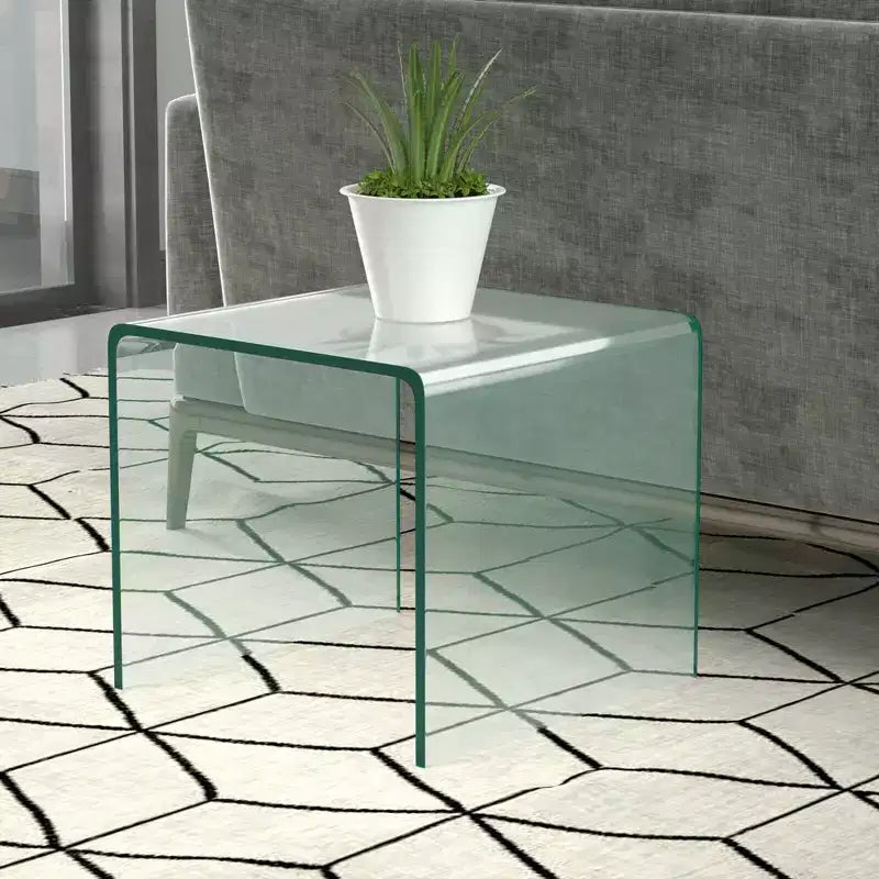 Costway Ensemble de 3 Tables Basses et d'Appoint en Verre Trempé, Transparent, pour Salon