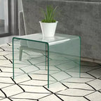 Costway Ensemble de 3 Tables Basses et d'Appoint en Verre Trempé, Transparent, pour Salon