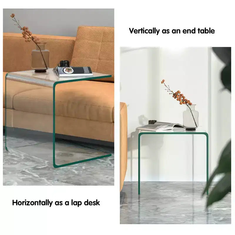 Costway Ensemble de 3 Tables Basses et d'Appoint en Verre Trempé, Transparent, pour Salon