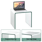 Costway Ensemble de 3 Tables Basses et d'Appoint en Verre Trempé, Transparent, pour Salon