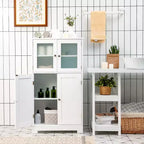 Meuble de Rangement Salle de Bain Costway Armoire de Cuisine avec Portes et Étagère Réglable