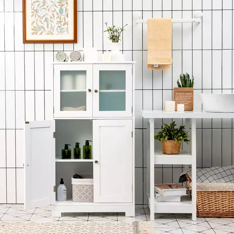 Meuble de Rangement Salle de Bain Costway Armoire de Cuisine avec Portes et Étagère Réglable