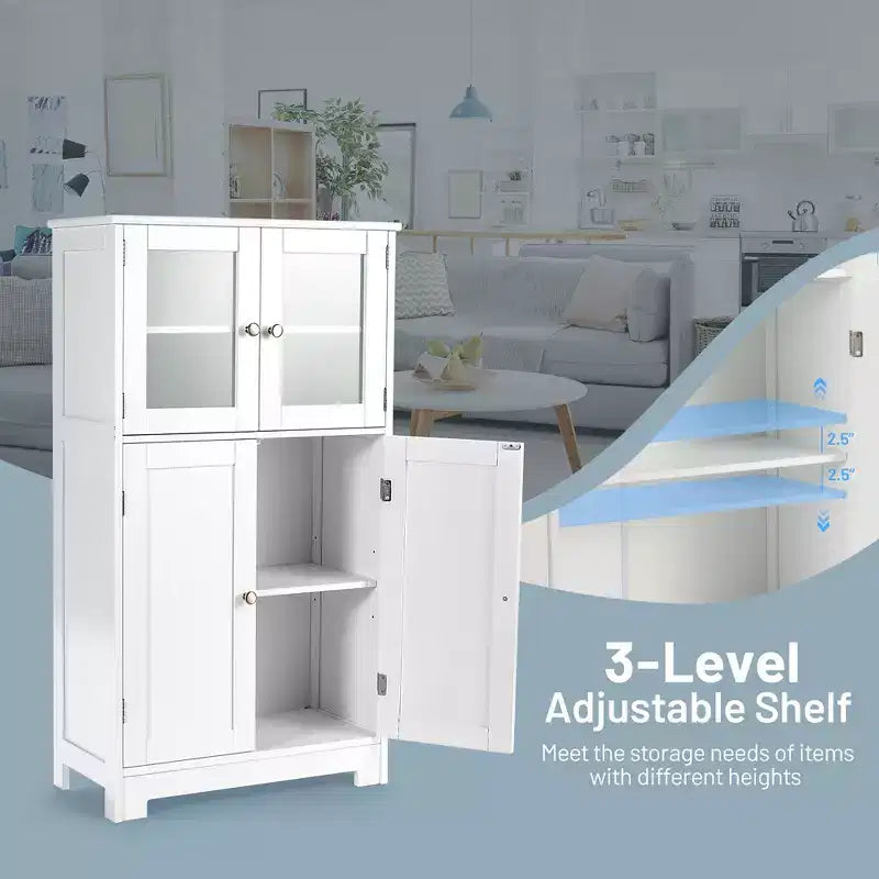 Meuble de Rangement Salle de Bain Costway Armoire de Cuisine avec Portes et Étagère Réglable