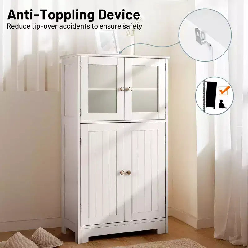 Meuble de Rangement Salle de Bain Costway Armoire de Cuisine avec Portes et Étagère Réglable