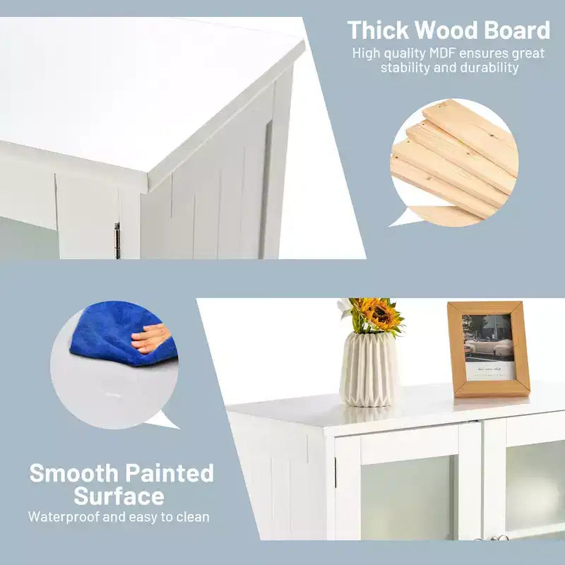 Meuble de Rangement Salle de Bain Costway Armoire de Cuisine avec Portes et Étagère Réglable