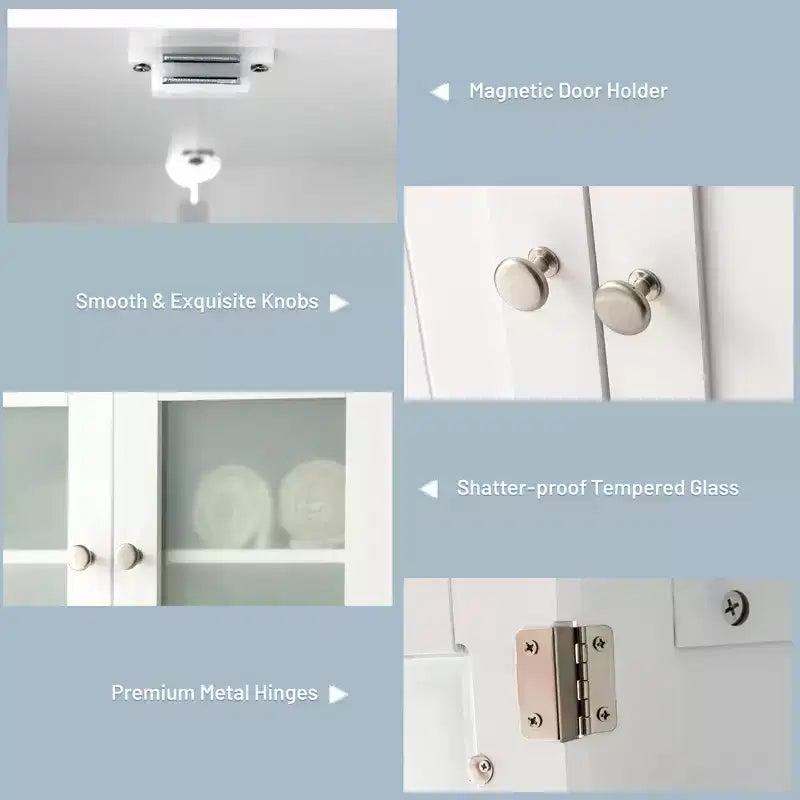 Meuble de Rangement Salle de Bain Costway Armoire de Cuisine avec Portes et Étagère Réglable