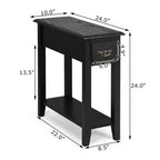 Costway Lot de 2 tables de chevet à 2 niveaux avec tiroir et étagère, noir