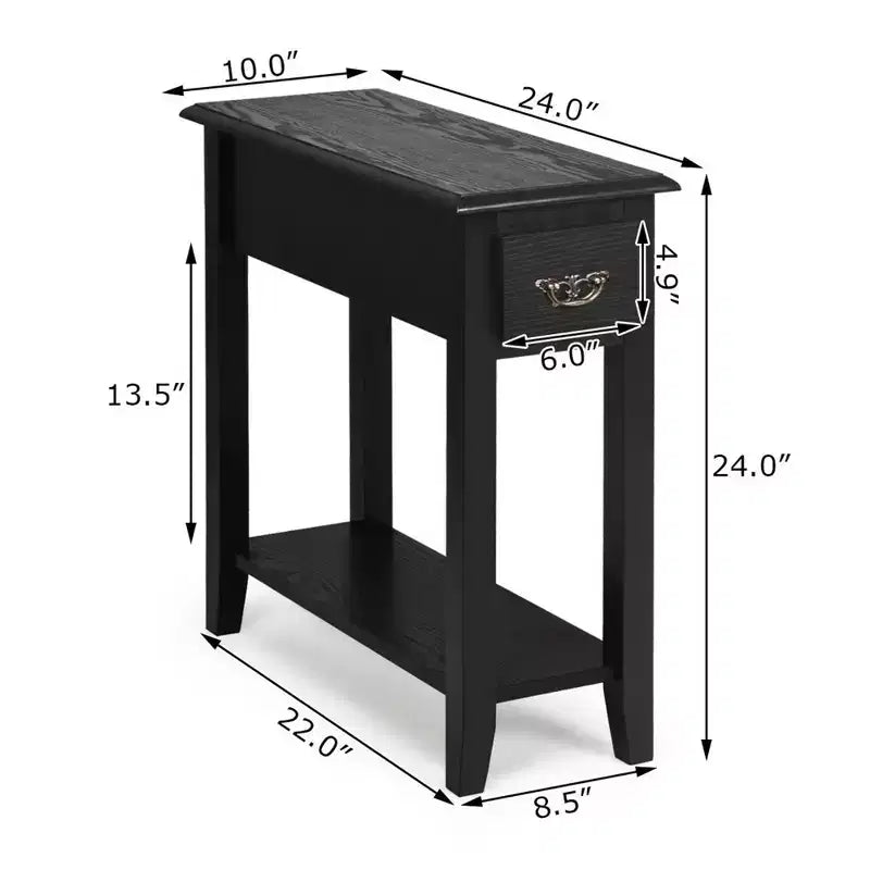 Costway Lot de 2 tables de chevet à 2 niveaux avec tiroir et étagère, noir