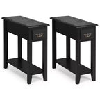 Costway Lot de 2 tables de chevet à 2 niveaux avec tiroir et étagère, noir