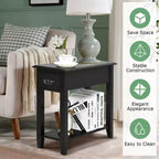 Costway Lot de 2 tables de chevet à 2 niveaux avec tiroir et étagère, noir