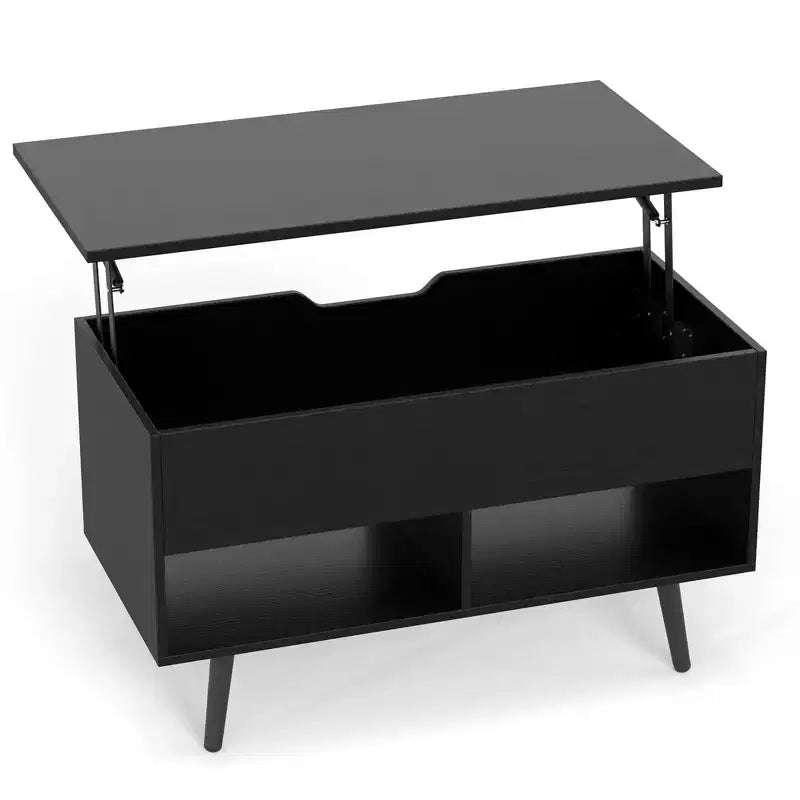Costway Table Basse Relevable 80cm avec Compartiment de Rangement Caché et Pieds en Bois pour la Maison