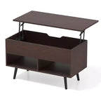 Costway Table Basse Relevable 80cm avec Compartiment de Rangement Caché et Pieds en Bois pour la Maison