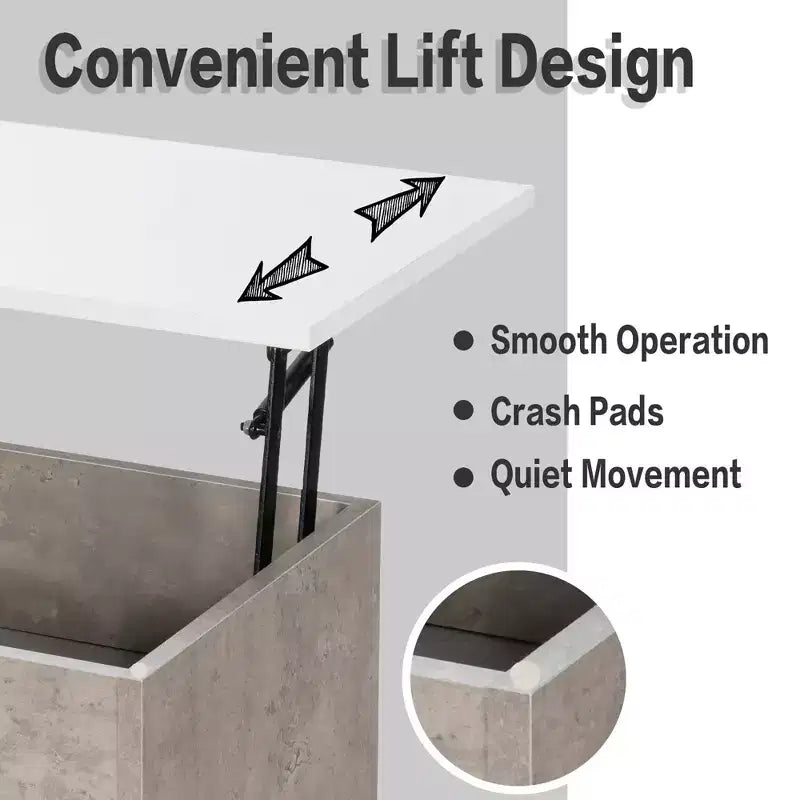 Costway Table Basse Relevable 80cm avec Compartiment de Rangement Caché et Pieds en Bois pour la Maison