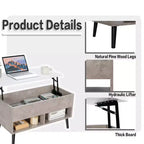 Costway Table Basse Relevable 80cm avec Compartiment de Rangement Caché et Pieds en Bois pour la Maison
