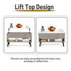 Costway Table Basse Relevable 80cm avec Compartiment de Rangement Caché et Pieds en Bois pour la Maison