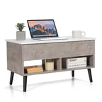 Costway Table Basse Relevable 80cm avec Compartiment de Rangement Caché et Pieds en Bois pour la Maison