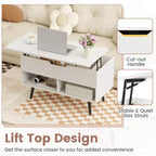 Costway Table Basse Relevable 80cm avec Compartiment de Rangement Caché et Pieds en Bois pour la Maison