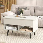 Costway Table Basse Relevable 80cm avec Compartiment de Rangement Caché et Pieds en Bois pour la Maison