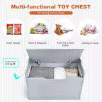 Costway Coffre à jouets en bois pour enfants, banc de rangement avec couvercle rabattable, charnière de sécurité et coussin