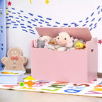 Costway Coffre à jouets en bois pour enfants, banc de rangement avec couvercle rabattable, charnière de sécurité et coussin